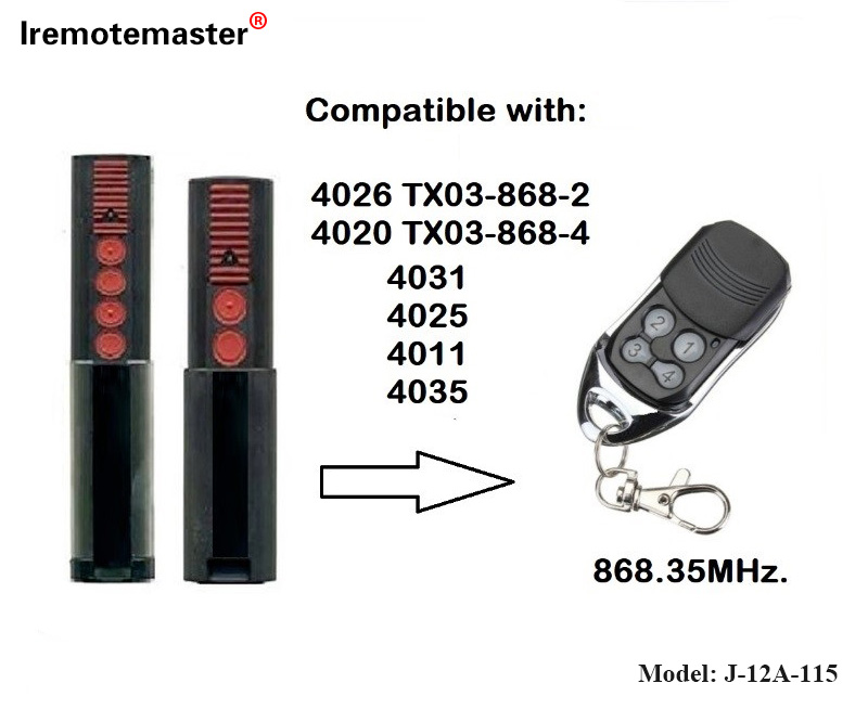 សម្រាប់ 4020 4026 TX03-868-4 ការបញ្ជាពីចម្ងាយ 868mhz TX03-8-4 លេខកូដវិល